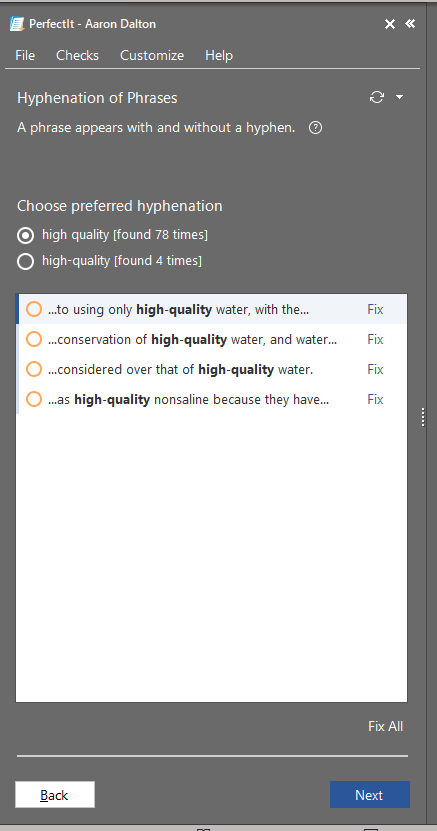 Figure 4: Example of hyphenation check.
