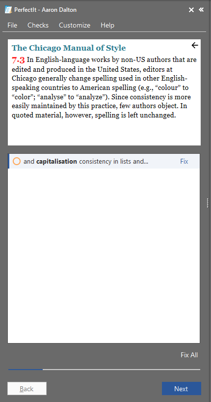 Figure 5: Example of CMOS integration in PerfectIt 5