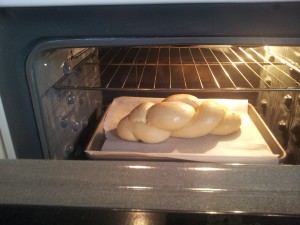 Challah in the oven